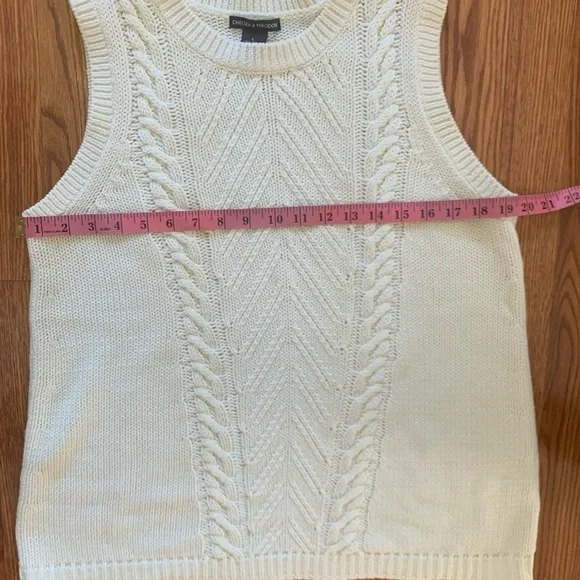 CHELSEA & THEODORE Large off white Ivory Knit Sweater Vest - Picture 10 of 12